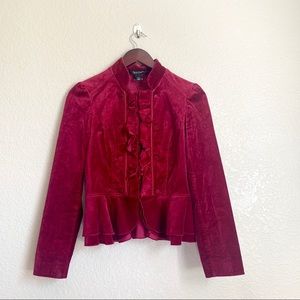 White House Black Market Velvet Red Coat